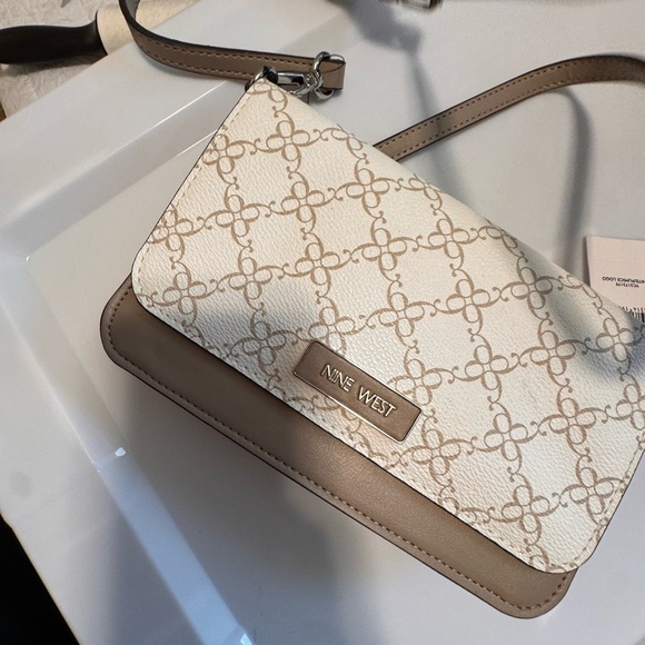 Nine West Handbags - Nine West White and Tan Crossbody Bag
